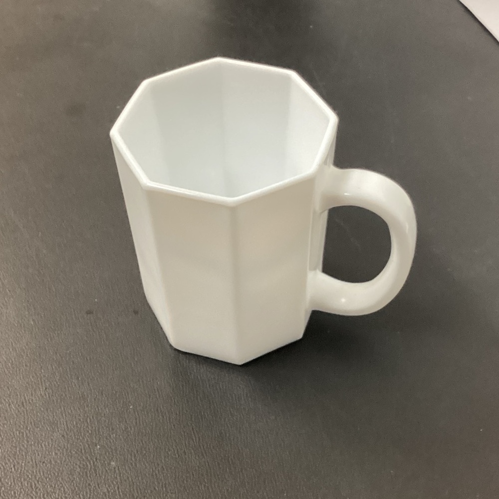 Elegant White Arcopal Octagonal Mug